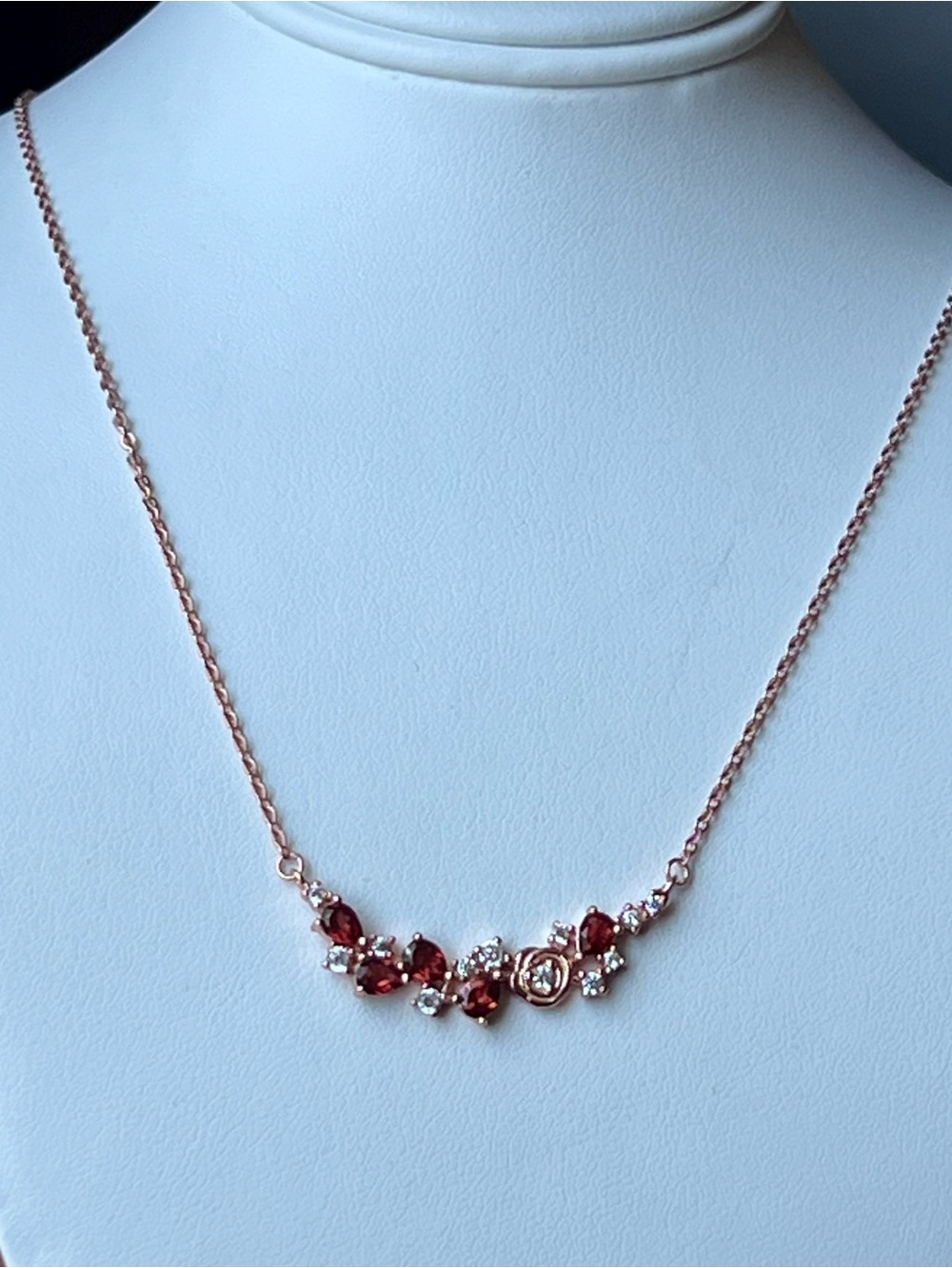 Rose Gold over Sterling Garnet Necklace